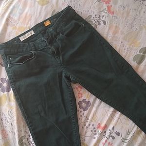 Forest green Pilcro and the Letterpress jeans